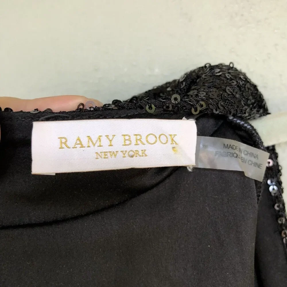 Ramy Brook Sequin Mini Dress Women 6 Becky Faux Wrap Deep-V Cocktail  Party - Picture 11 of 16